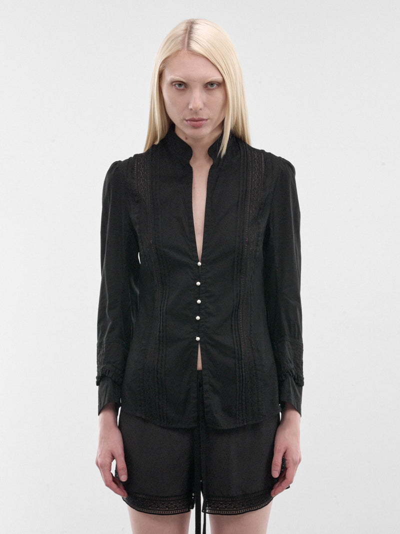 Black Lidy Open Front Shirt (B0014004-FA026-BLACK)