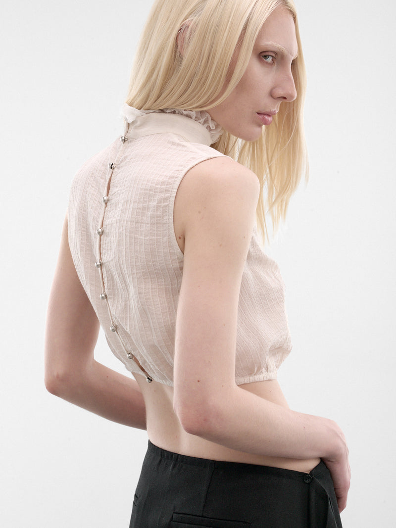 Chalk Bee High Neck Top (B0014008-FA712-CHALK)