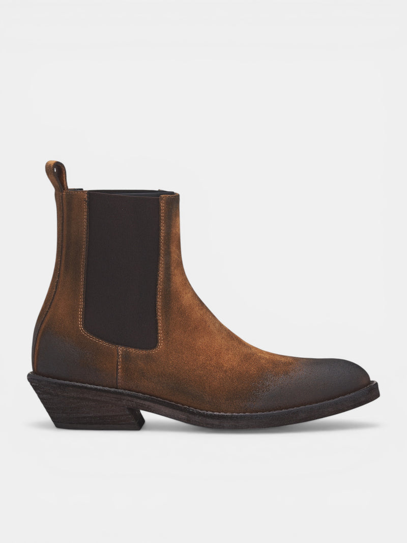 Caru Brown Leather Chelsea Boots (B0014063-LT194-SAND-OFF-BLACK)