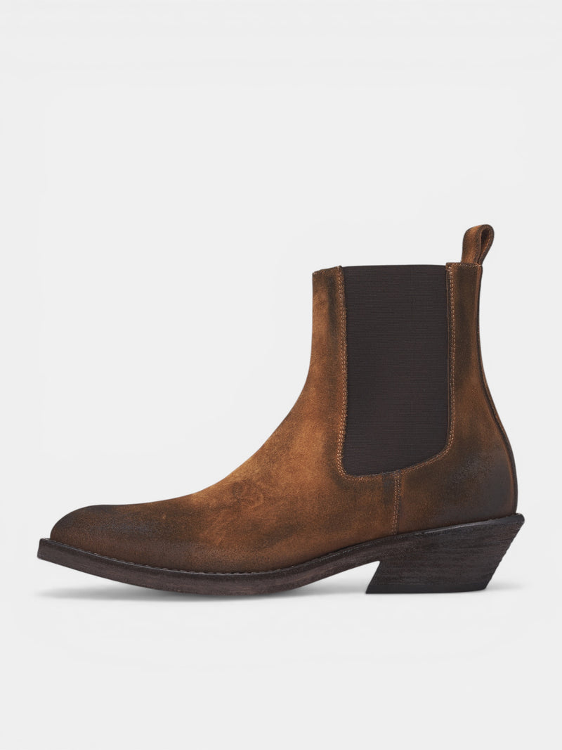 Caru Brown Leather Chelsea Boots (B0014063-LT194-SAND-OFF-BLACK)