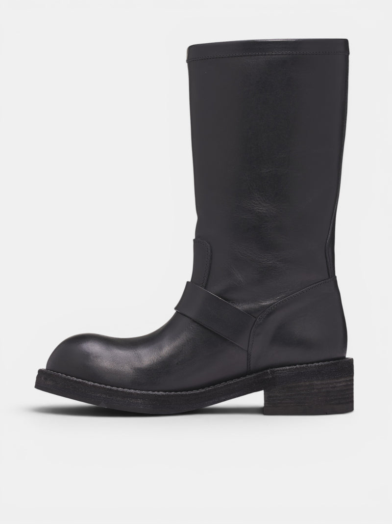 Sarith Leather Engineer Biker Boots (B0014078-LT049-BLACK)