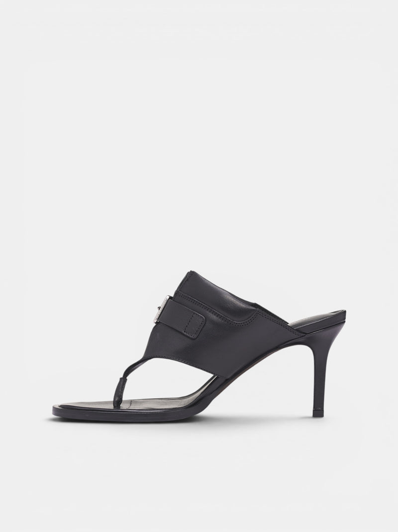 Bri Leather Heeled Thong Mules (B0014089-LT177-BLACK)