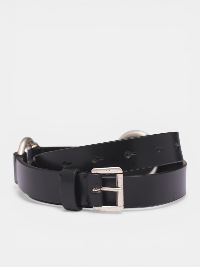 Charis Black Leather Charm Belt (B0014163-LT128-BLACK)