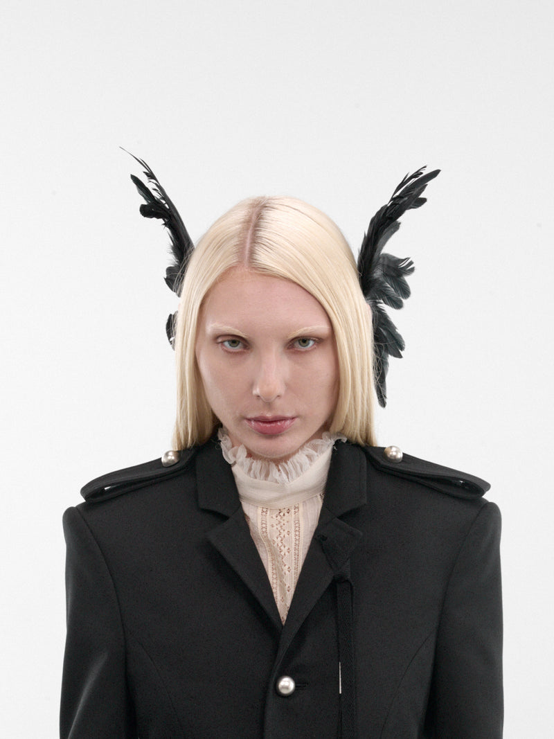 Black Feather Tona Ear Cuffs (B0014197-OT018-ANTIQUE-SILVER)