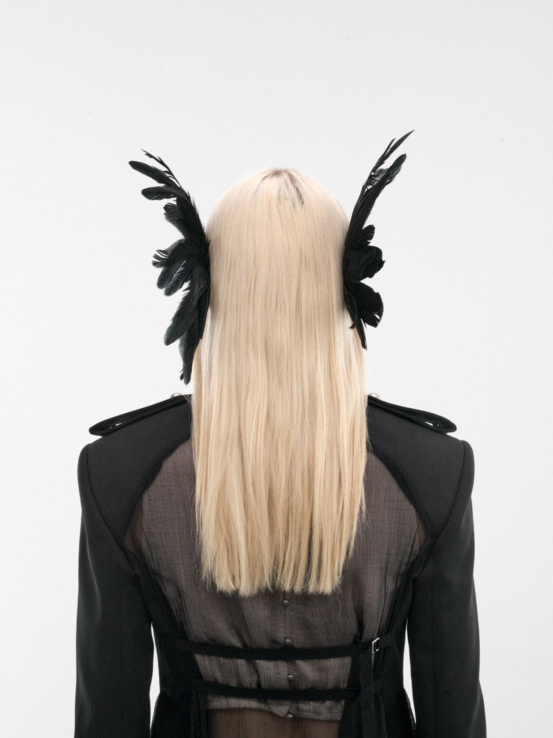 Black Feather Tona Ear Cuffs (B0014197-OT018-ANTIQUE-SILVER)
