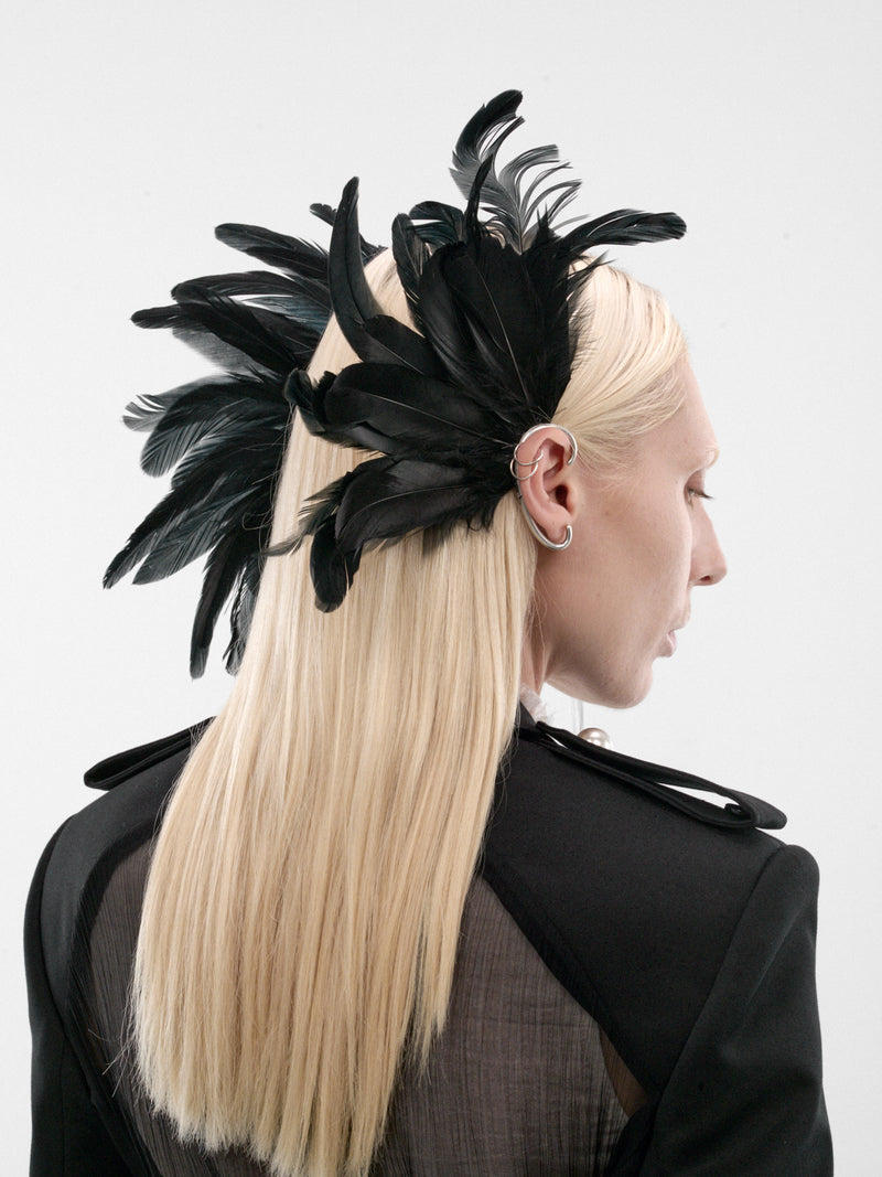 Black Feather Tona Ear Cuffs (B0014197-OT018-ANTIQUE-SILVER)