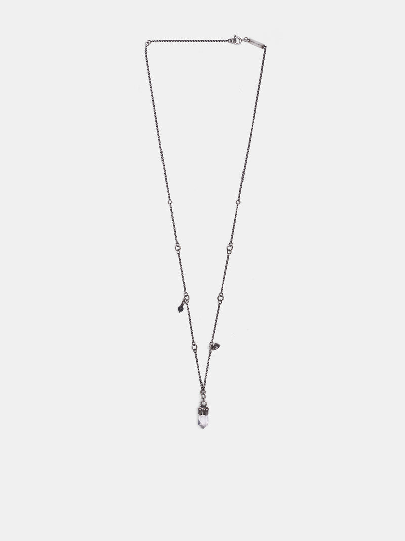 Silver Impi Quartz Pendant Necklace (B0014285-OT018-ANTIQUE-SILVER)