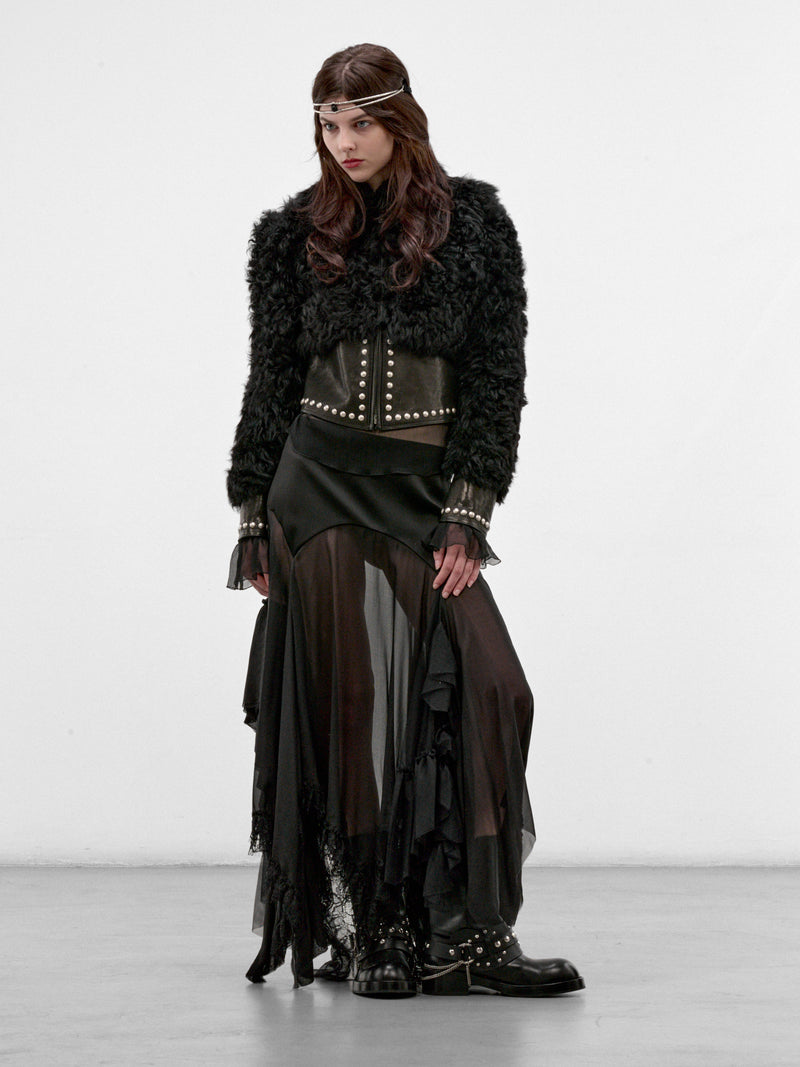 Kirsti Leather Shearling Cropped Jacket (B0014491-FR009-BLACK)
