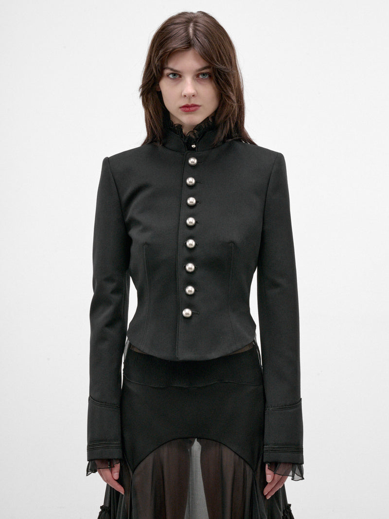 Polina Wool Gabardine Marsina Jacket (B0014513-FA761-BLACK)