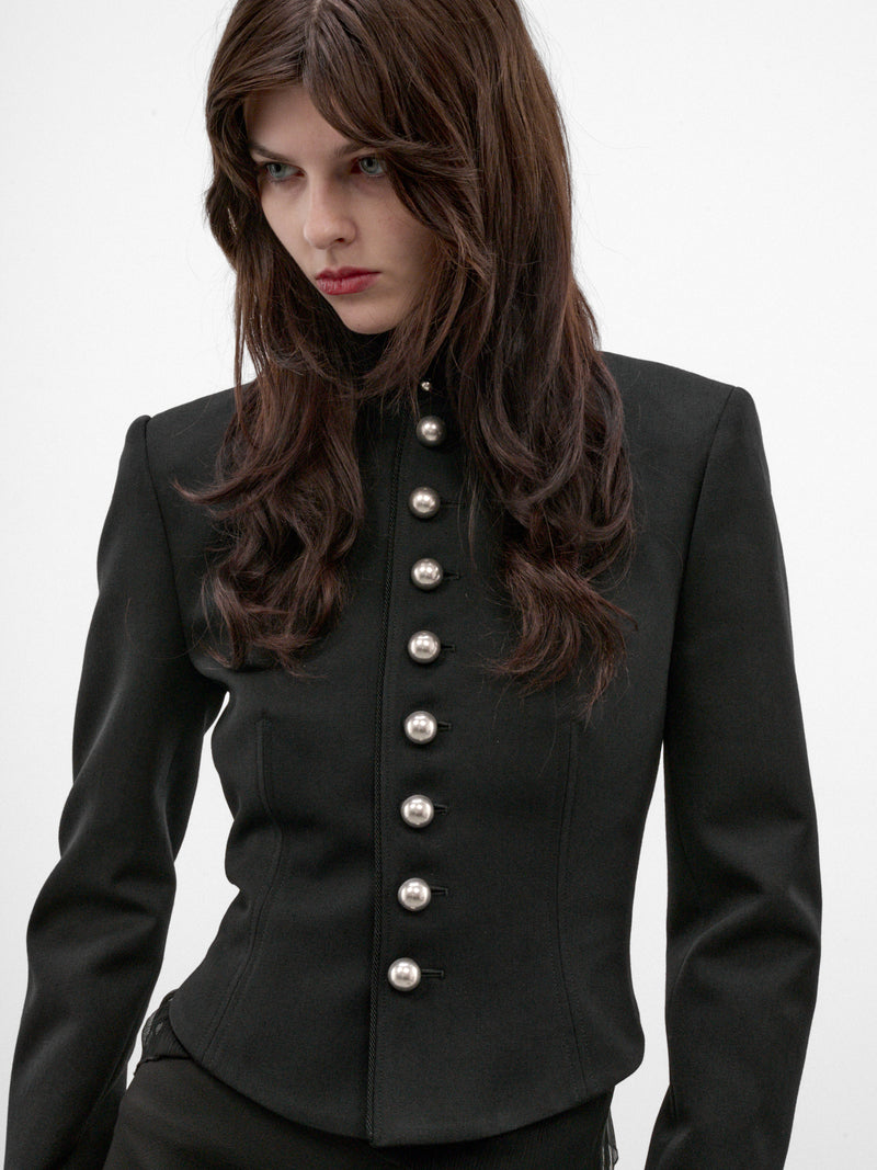 Polina Wool Gabardine Marsina Jacket (B0014513-FA761-BLACK)