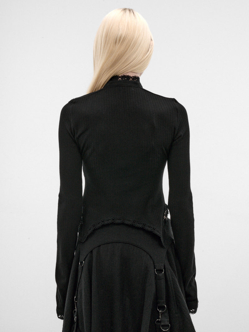 Nancine Black Cotton Serafino Top (B0014521-FA766-BLACK)