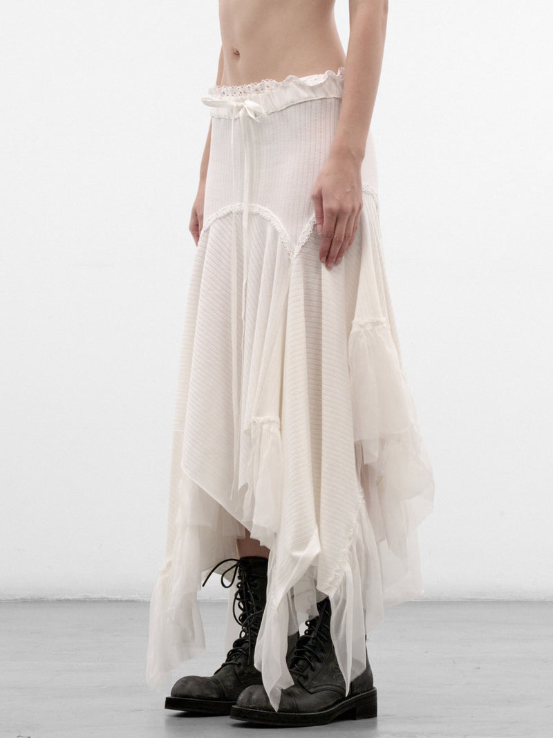 Vega White Cotton Midi Skirt (B0014524-FA766-NATURAL-WHITE)