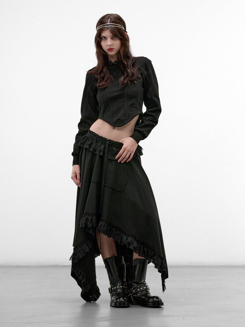 Bedina Slim Crewneck Cropped Sweatshirt (B0014526-FA799-BLACK)