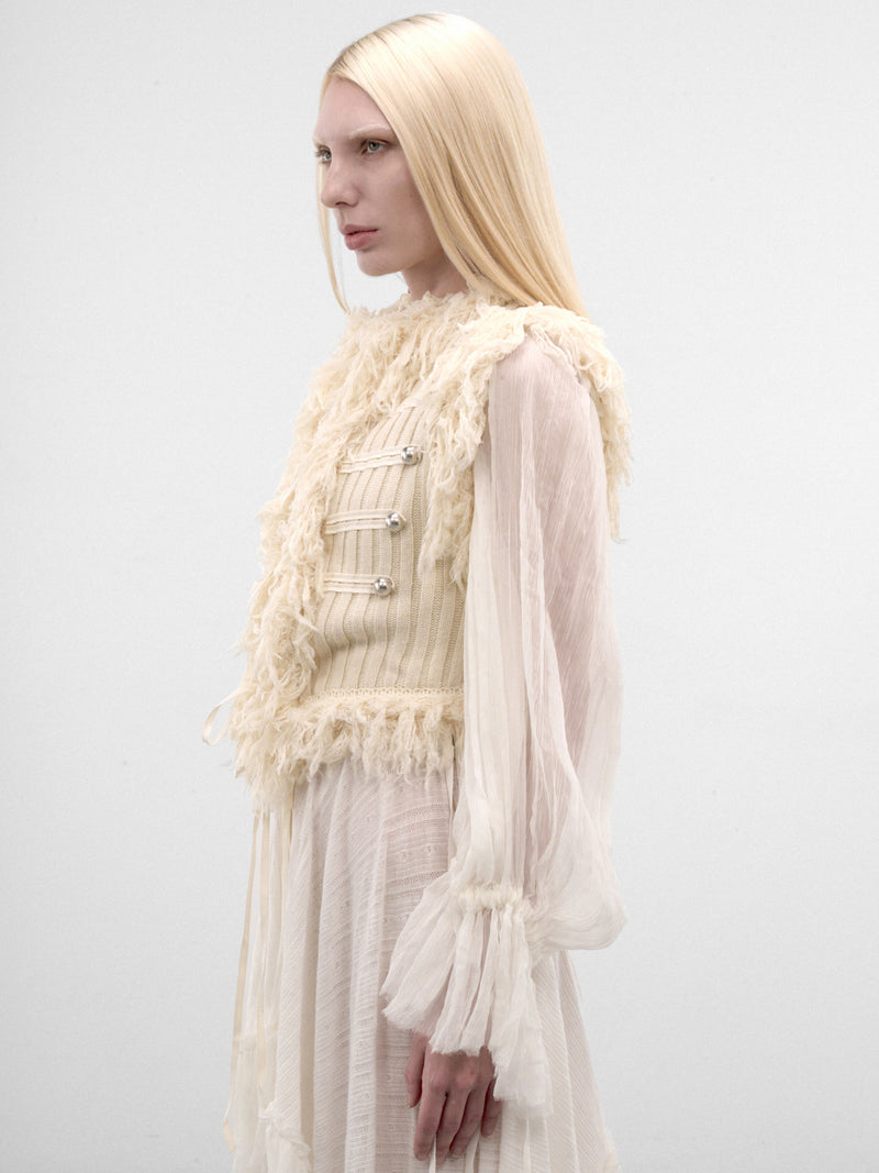 Odda White Wool Marsina Top (B0014533-KN093-WARM-WHITE)