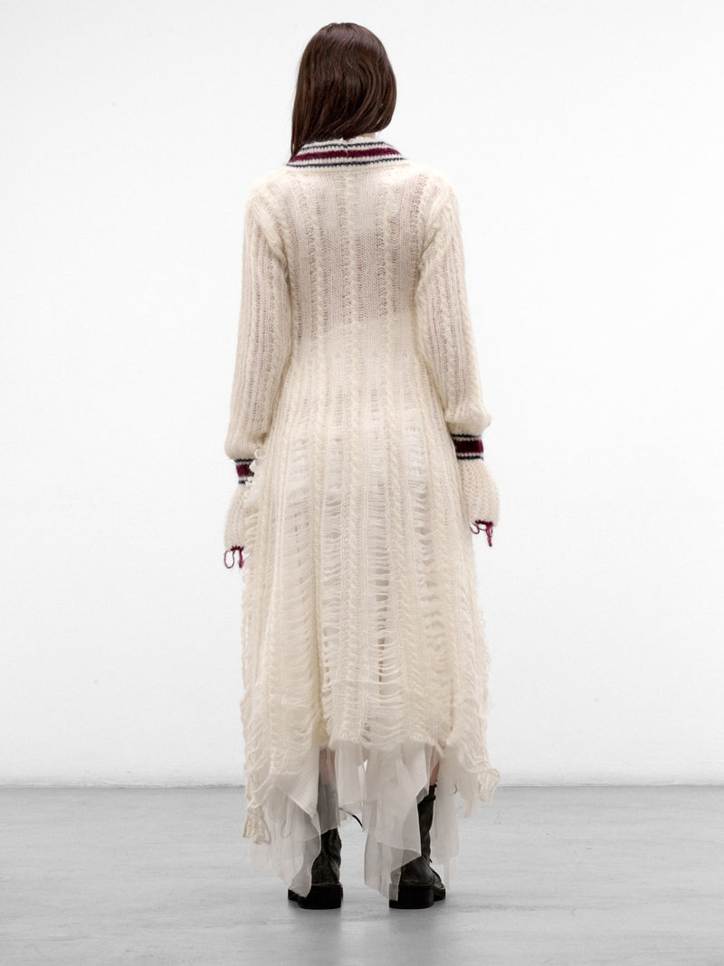 Danna Ladder Stitch Asymmetric Dress (B0014528-KN096-WARM-WHITE)