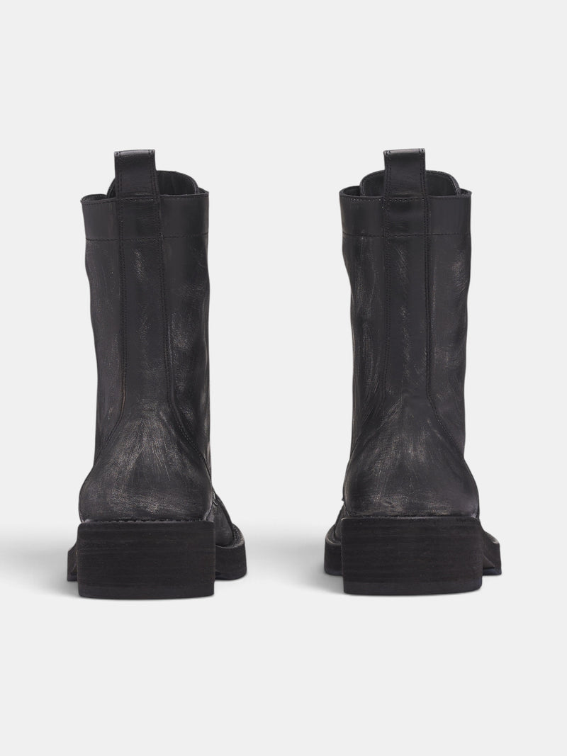 Aric Black Leather Biker Boots (B0014559-LT211-BLACK)