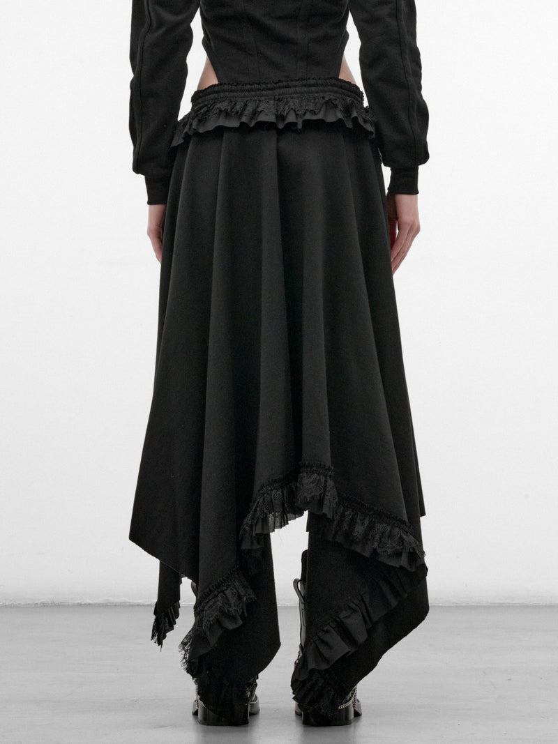 Aske Cotton Asymmetric Midi Skirt (B0014662-FA799-BLACK)