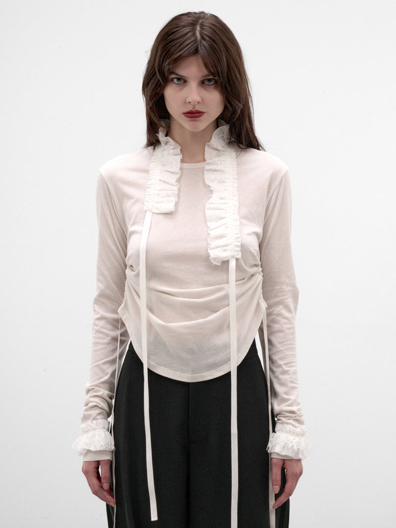 Inna Ivory Cotton Cropped Top (B0014683-FA206-IVORY)