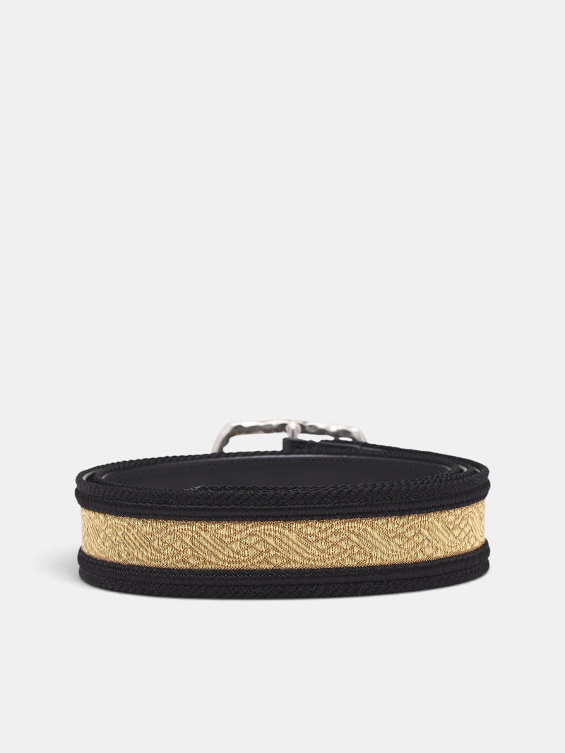 Beige Woven Belt (B0014694-RB080-BEIGE-BLACK)