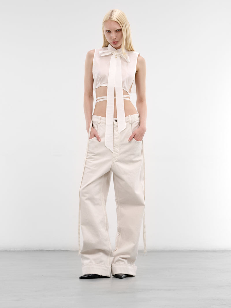 Kristel Ivory Cotton Baggy Trousers (B0010196-FA038-IVORY)