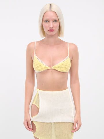 FETICO 「SPANGLE ANGOLA WOOL KNIT BRA」 Crochet Knit Bra (B0102-YELLOW)