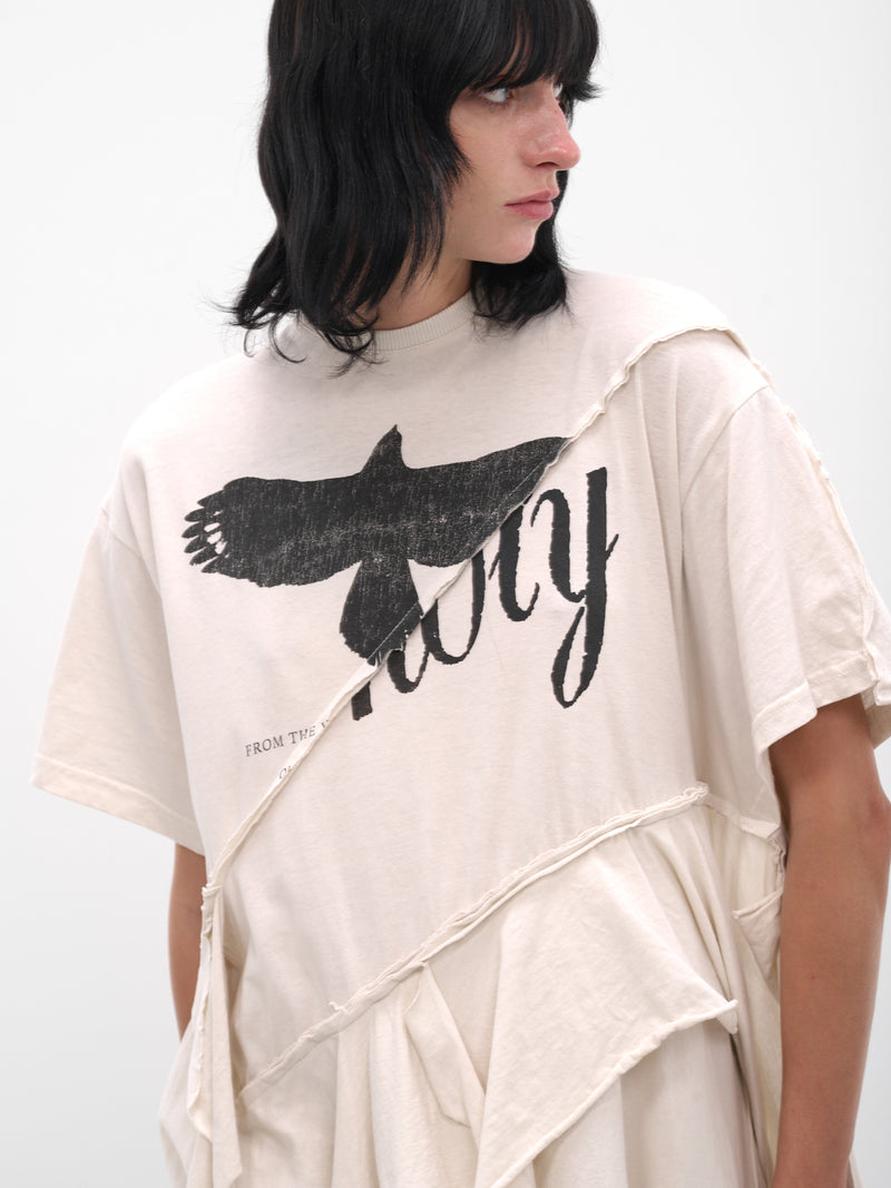 White Guusta Deconstructed Drape Dress (B013459-FA697-IVORY)