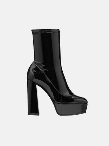 Black patent leather platform boots hotsell
