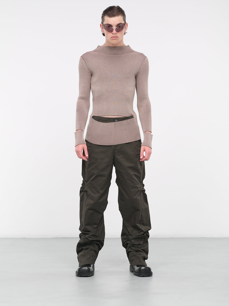 Cut-out Rib Knit (K02-BG-BEIGE-DARK-BROWN)