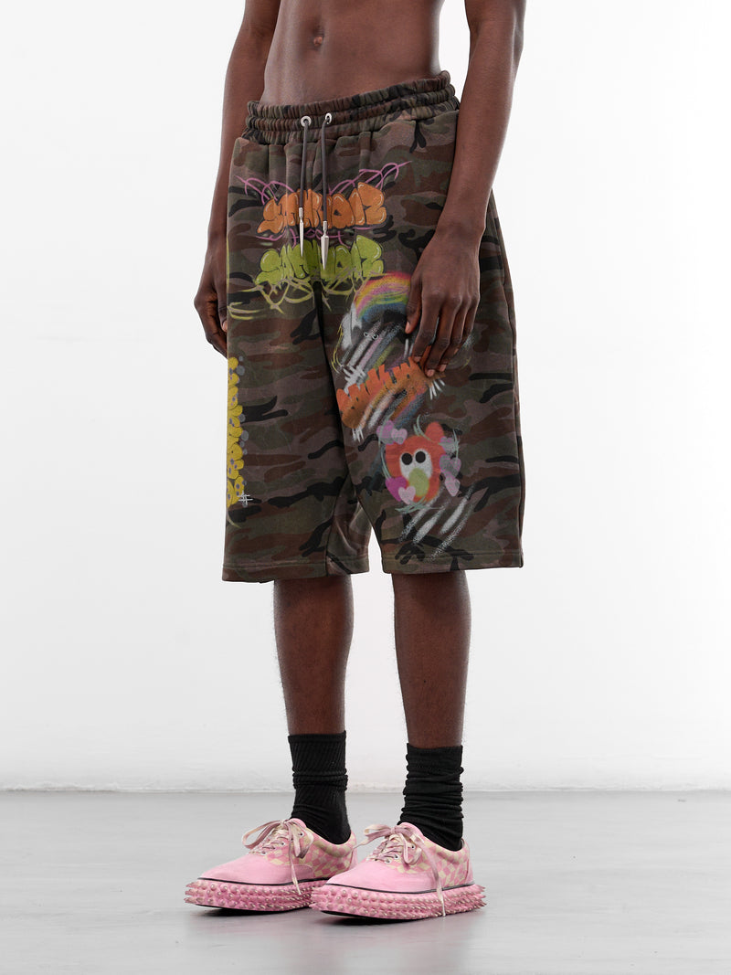 Camo Graffiti Drop Crotch Shorts (B26SSUSH0101-CAMO)