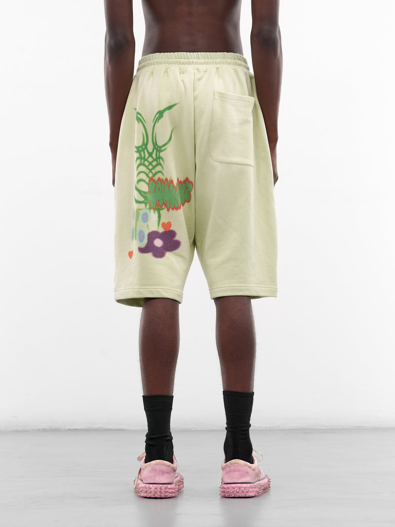 Green Graffiti Drop Crotch Shorts (B26SSUSH0101-GREEN)