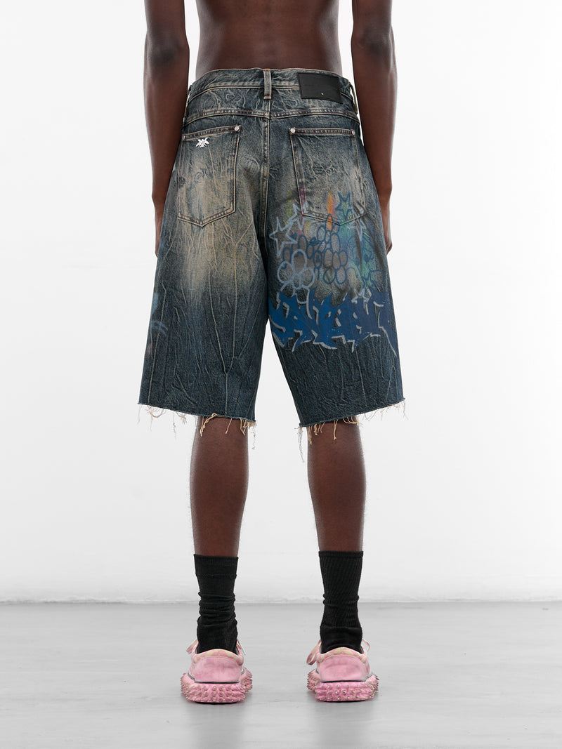 Blue Denim Graffiti Shorts (B26SSUSH0104-BLUE)