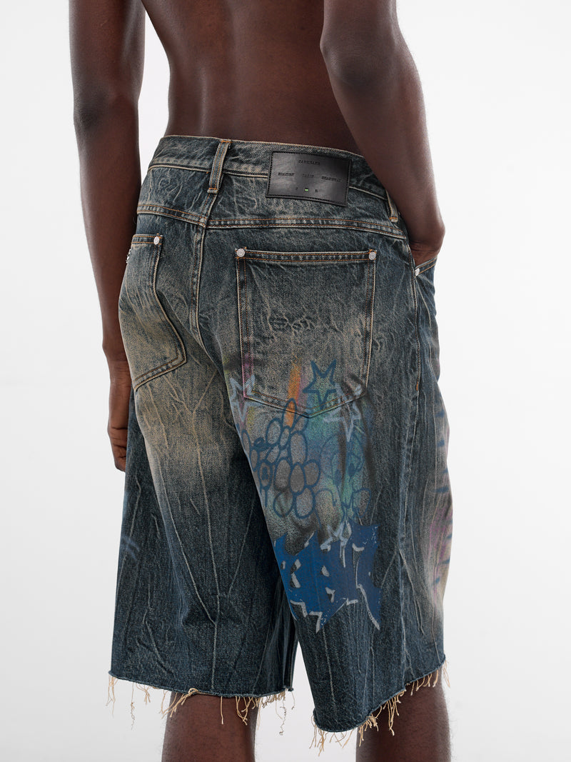 Blue Denim Graffiti Shorts (B26SSUSH0104-BLUE)