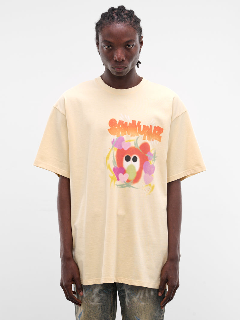 Light Orange Graffiti Oversized Tee (B26SSUTS0107-LIGHT-ORANGE)