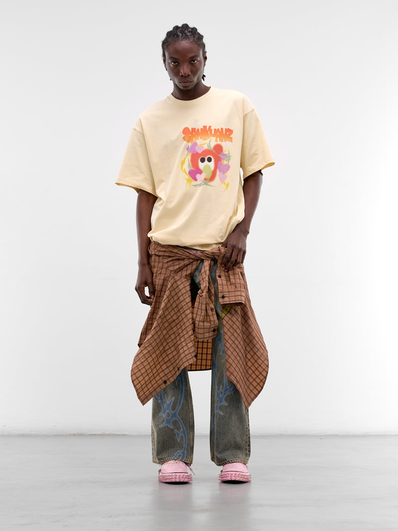 Blue Denim Graffiti Flared Jeans (B26SSUJN0104-BLUE)