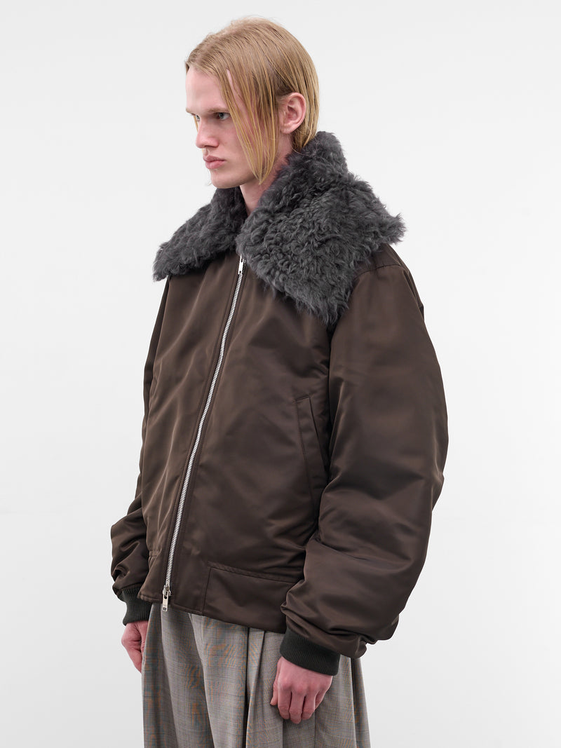 Chocolate Padded Nylon Bomber Jacket (852496V6C50-2081-CHOCOLATE)