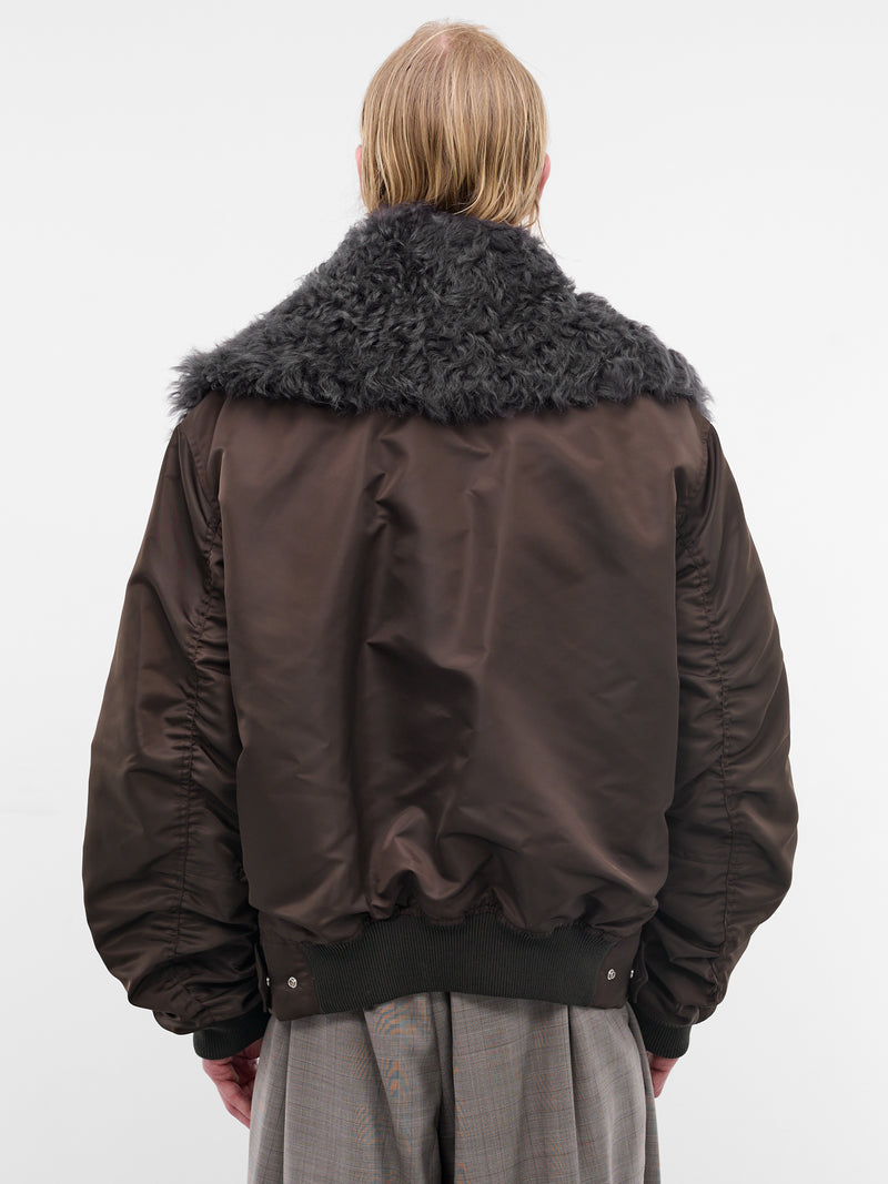 Chocolate Padded Nylon Bomber Jacket (852496V6C50-2081-CHOCOLATE)