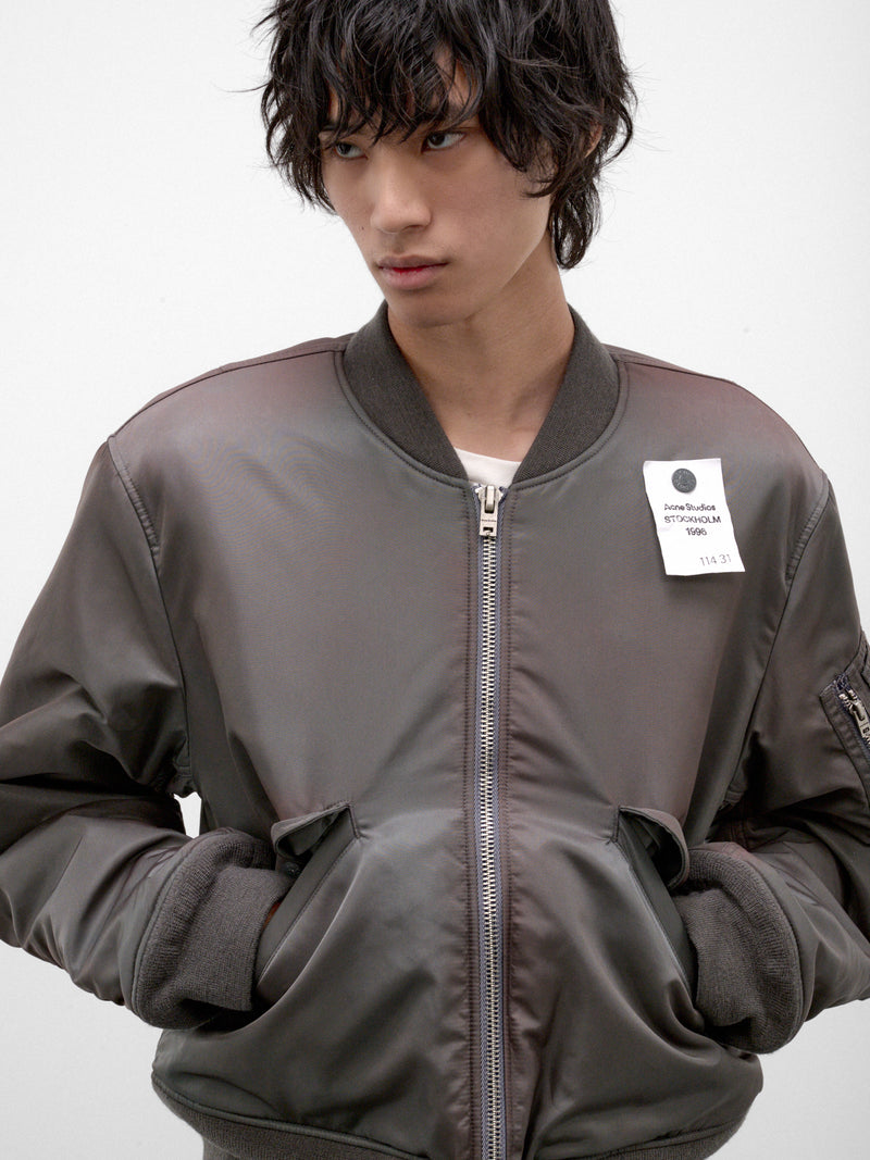 Gray Nylon Bomber Jacket (B90881-AA7050-STONE-GREY)