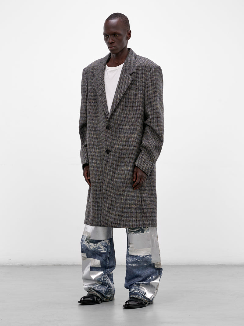 Wool Houndstooth Tailored Coat (B90884-J83048-BLACK-WHITE)