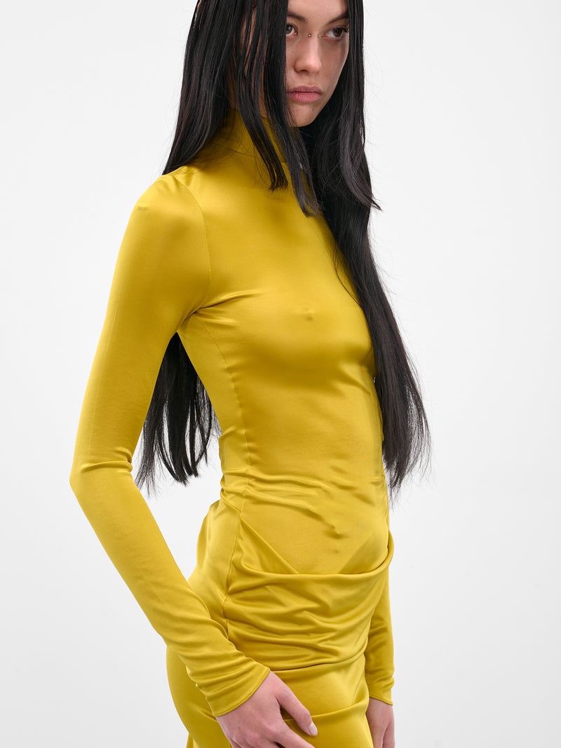 Yellow Highneck Draped Caryatide Gown (BA4FD14-CHARTREUSE)