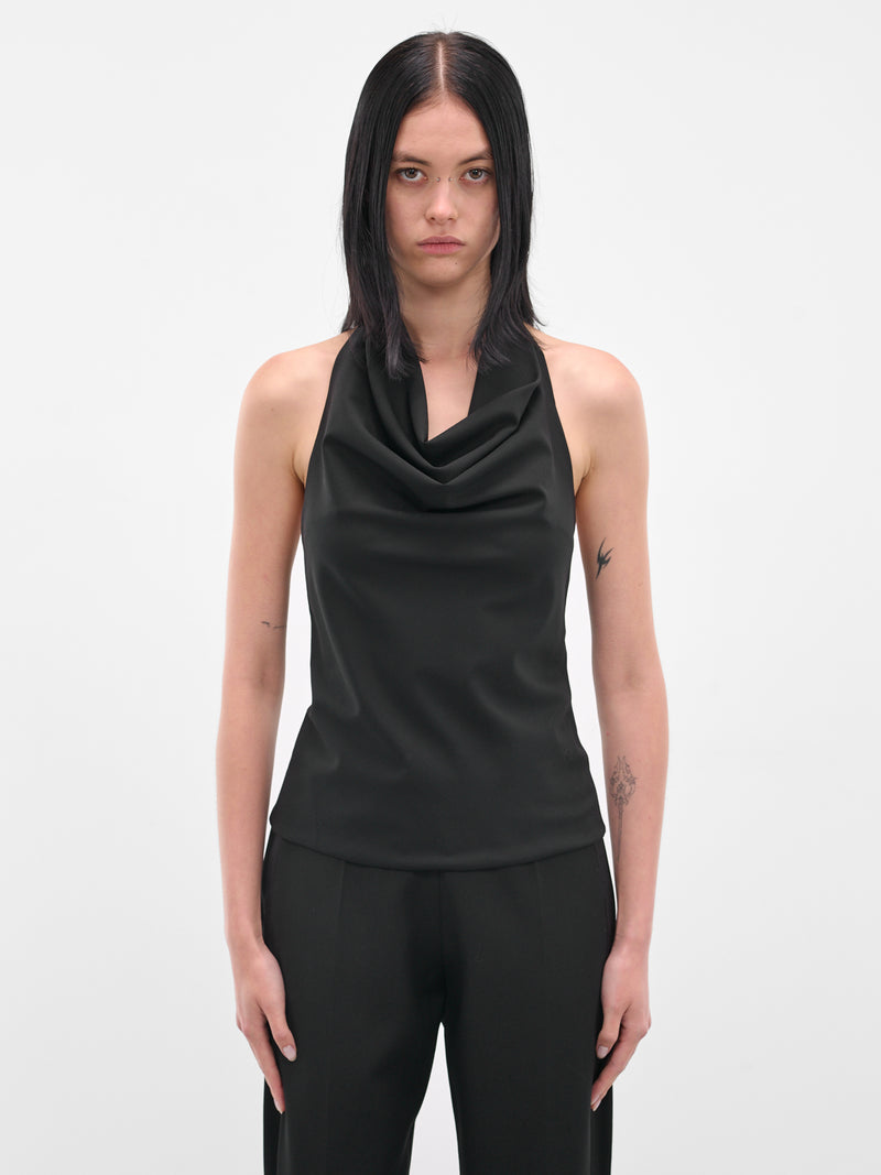 Black Tasselled Cowneck Wool Top (BA4FT06-BLACK)