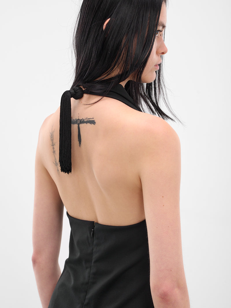 Black Tasselled Cowneck Wool Top (BA4FT06-BLACK)