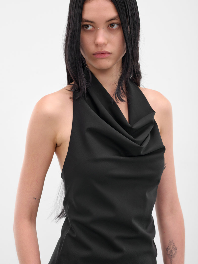 Black Tasselled Cowneck Wool Top (BA4FT06-BLACK)