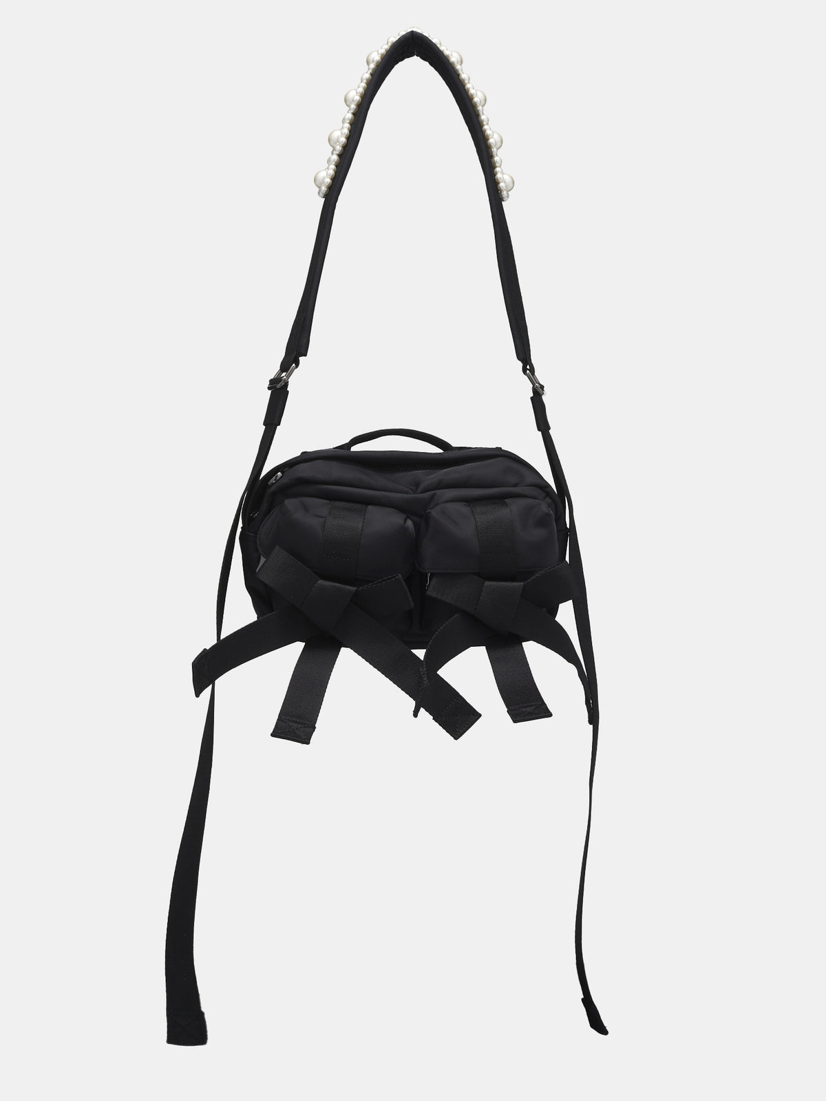 Beaded Bow Crossbody Bag (BAG149B-0761-BLACK-PEARL)