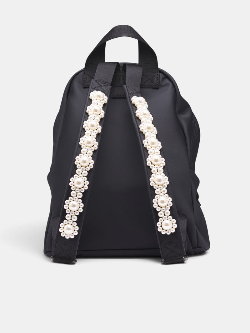 Black Bow & Pearl Backpack (BAG179TB-M-0761-BLACK-PEARL)