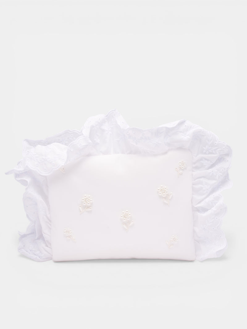 White Embellished Pillowcase Clutch Bag (BAG218B-0761-WHITE-PEARL)