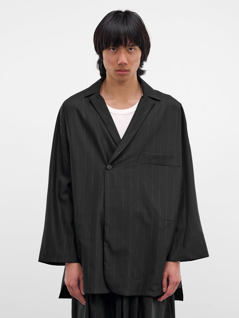 Bakor Pinstripe Wool Blazer-Kimono (BAKOR-MIDNIGHT-STRIPES)