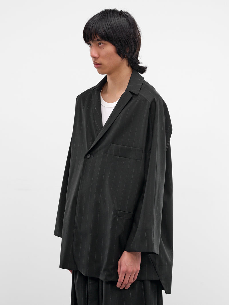 Bakor Pinstripe Wool Blazer-Kimono (BAKOR-MIDNIGHT-STRIPES)