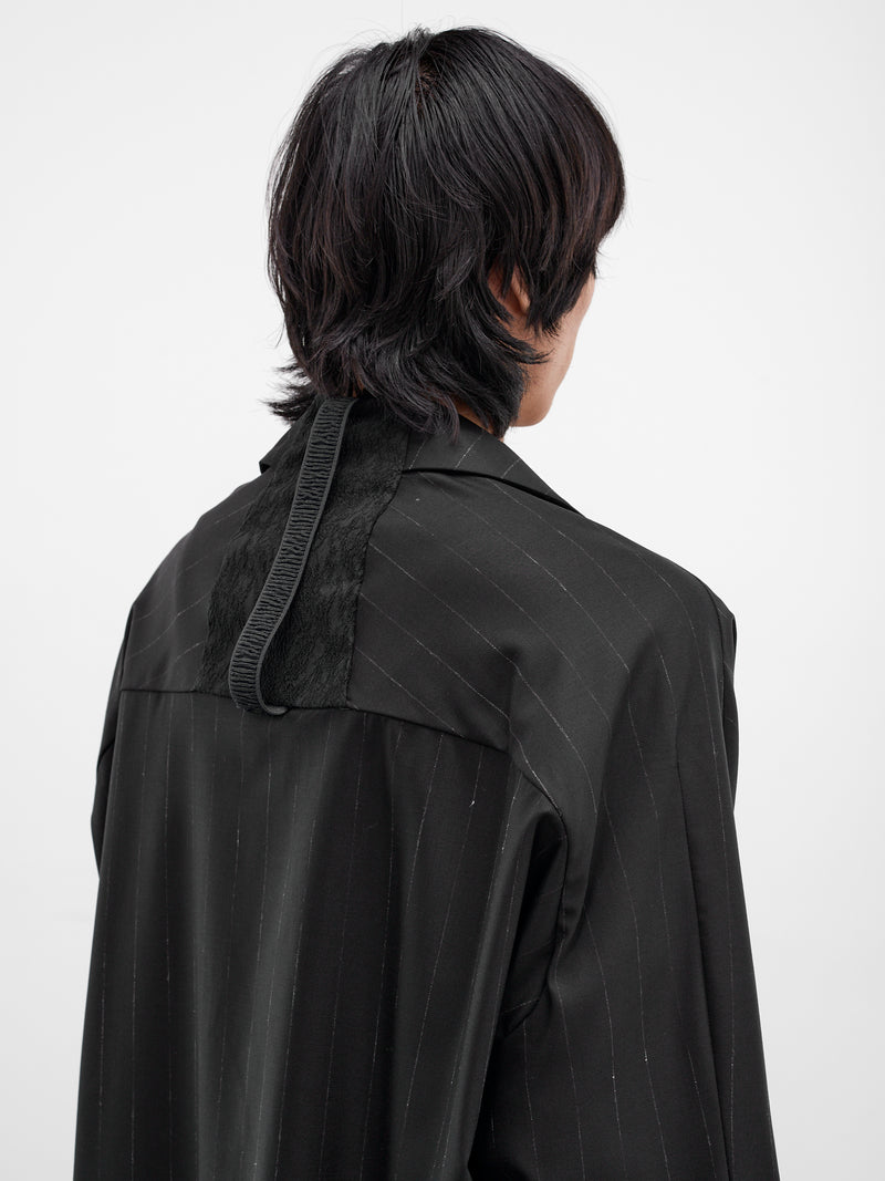 Bakor Pinstripe Wool Blazer-Kimono (BAKOR-MIDNIGHT-STRIPES)