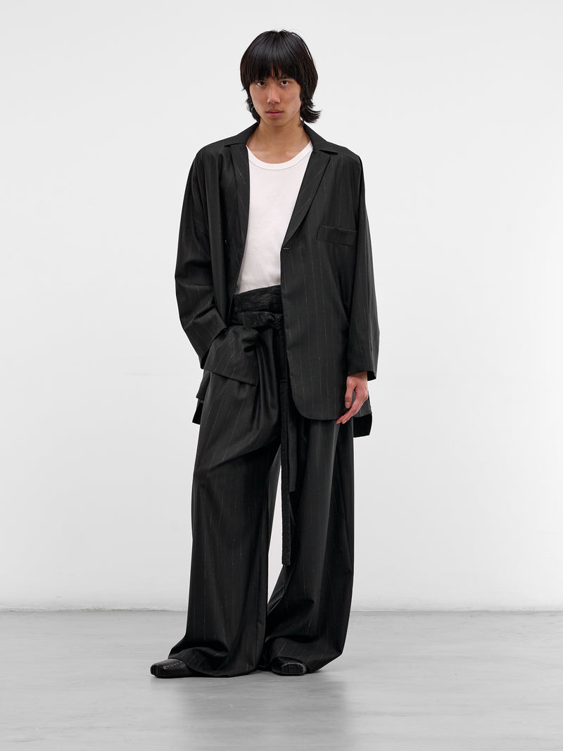 Bakor Pinstripe Wool Blazer-Kimono (BAKOR-MIDNIGHT-STRIPES)