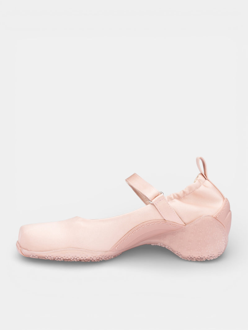 Nude Satin Ballet Runner Pumps (BBT1B-0755-BALLET-NUDE-PEARL-C)